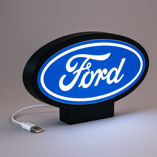 Ford Lighted Sign – Bold with Logo | LED Wall Décor for Garage, Man Cave, or Office