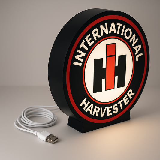 International Harvester Lighted Sign – Bold with Logo | LED Wall Décor for Garage, Man Cave, or Office