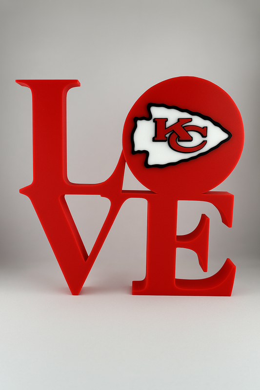 🏈❤️ Kansas City Chiefs "LOVE" Sign – Bold Red with Logo! - Perfect gift for Father's Day!!!❤️🏈