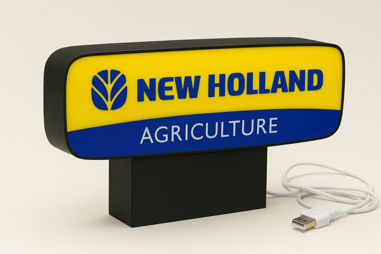 Lighted New Holland Agriculture Sign – 9" Wide – Farm Equipment Advert