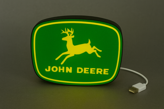 Lighted John Deere Tractor Sign – 9" Wide – Classic Farm Equipment Advertising - Color
