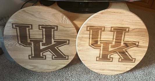 Barrel head with custom logo engraving - custom designed for your favorite team - Great for the man cave - Made in the USA