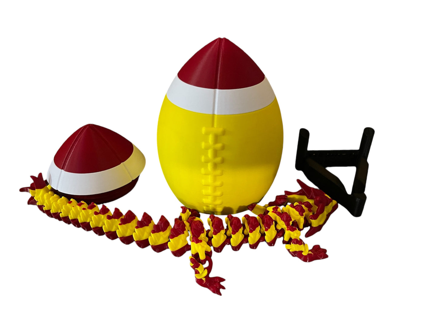 3D-Printed Football with Articulated Dragon Inside – A Unique Tribute to Your Team - Use as a fund raiser for school - Collect them all - Stress relief - ADHD - MADE IN THE USA