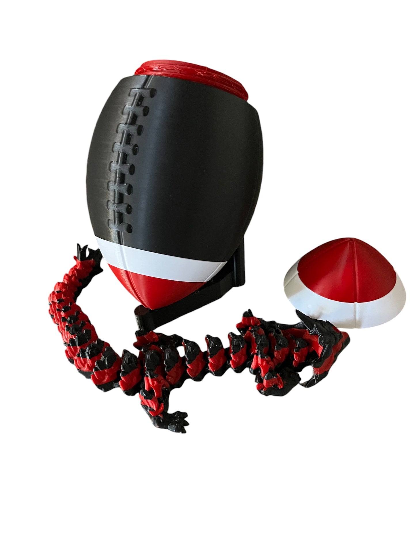 3D-Printed Football with Articulated Dragon Inside – A Unique Tribute to Your Team - Use as a fund raiser for school - Collect them all - Stress relief - ADHD - MADE IN THE USA