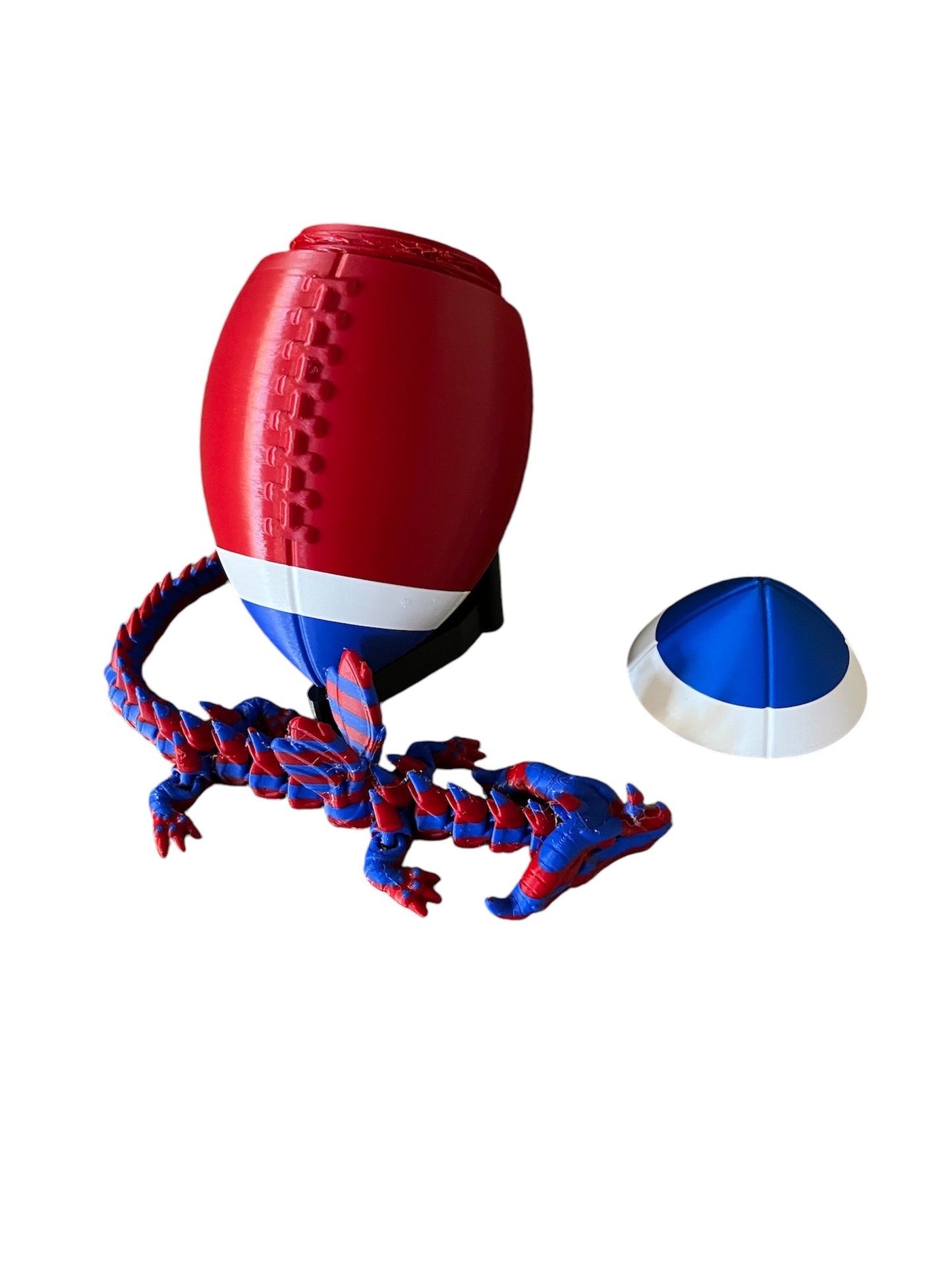 3D-Printed Football with Articulated Dragon Inside – A Unique Tribute to Your Team - Use as a fund raiser for school - Collect them all - Stress relief - ADHD - MADE IN THE USA