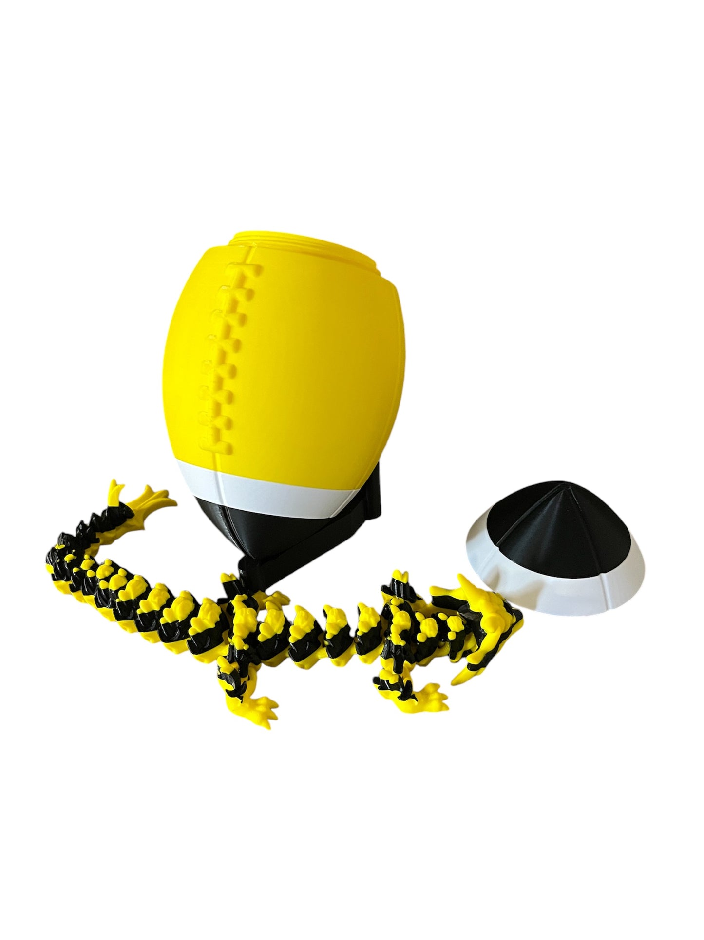 3D-Printed Football with Articulated Dragon Inside – A Unique Tribute to Your Team - Use as a fund raiser for school - Collect them all - Stress relief - ADHD - MADE IN THE USA