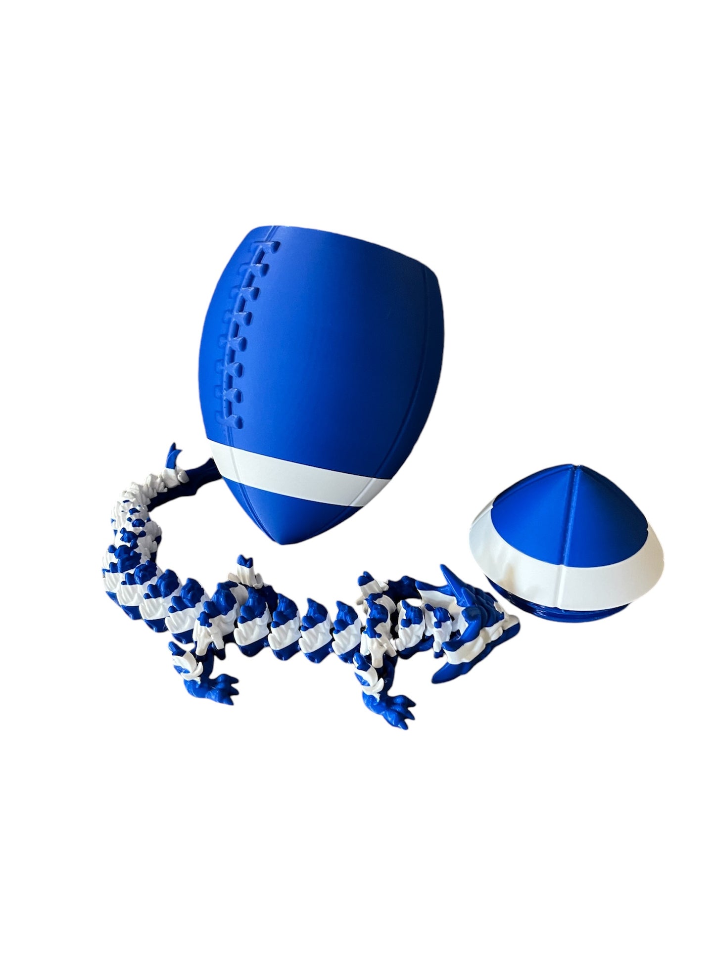 3D-Printed Football with Articulated Dragon Inside – A Unique Tribute to Your Team - Use as a fund raiser for school - Collect them all - Stress relief - ADHD - MADE IN THE USA