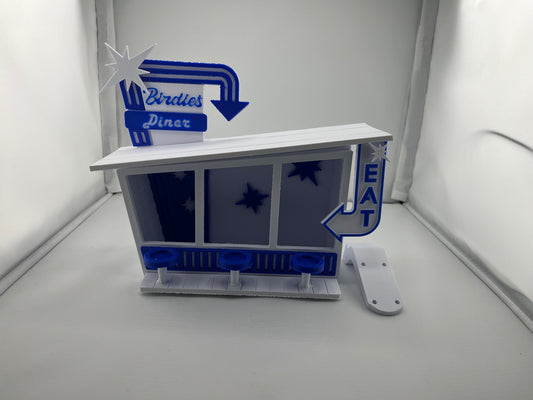π¦ Birdie's Diner 3D-Printed Bird Feeder β Fun, Unique Design for Backyard Birds β Easy to Hang & Fill! πΏ (Blue & White)