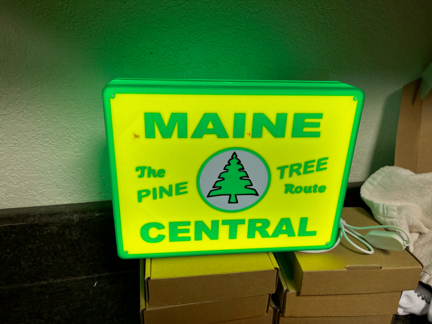 Lighted Maine Central Railroad Sign – Approx. 9" Wide