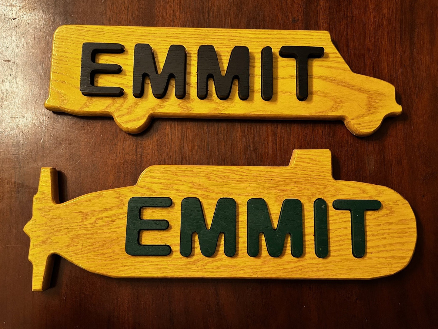 Personalized Wooden Name Puzzle – Custom Toddler Name Puzzle in Bus, Submarine or Classic Rectangle – 3" Tall Letters – Choose Pastel, Primary or Wood Stain Colors – Montessori Baby Gift
