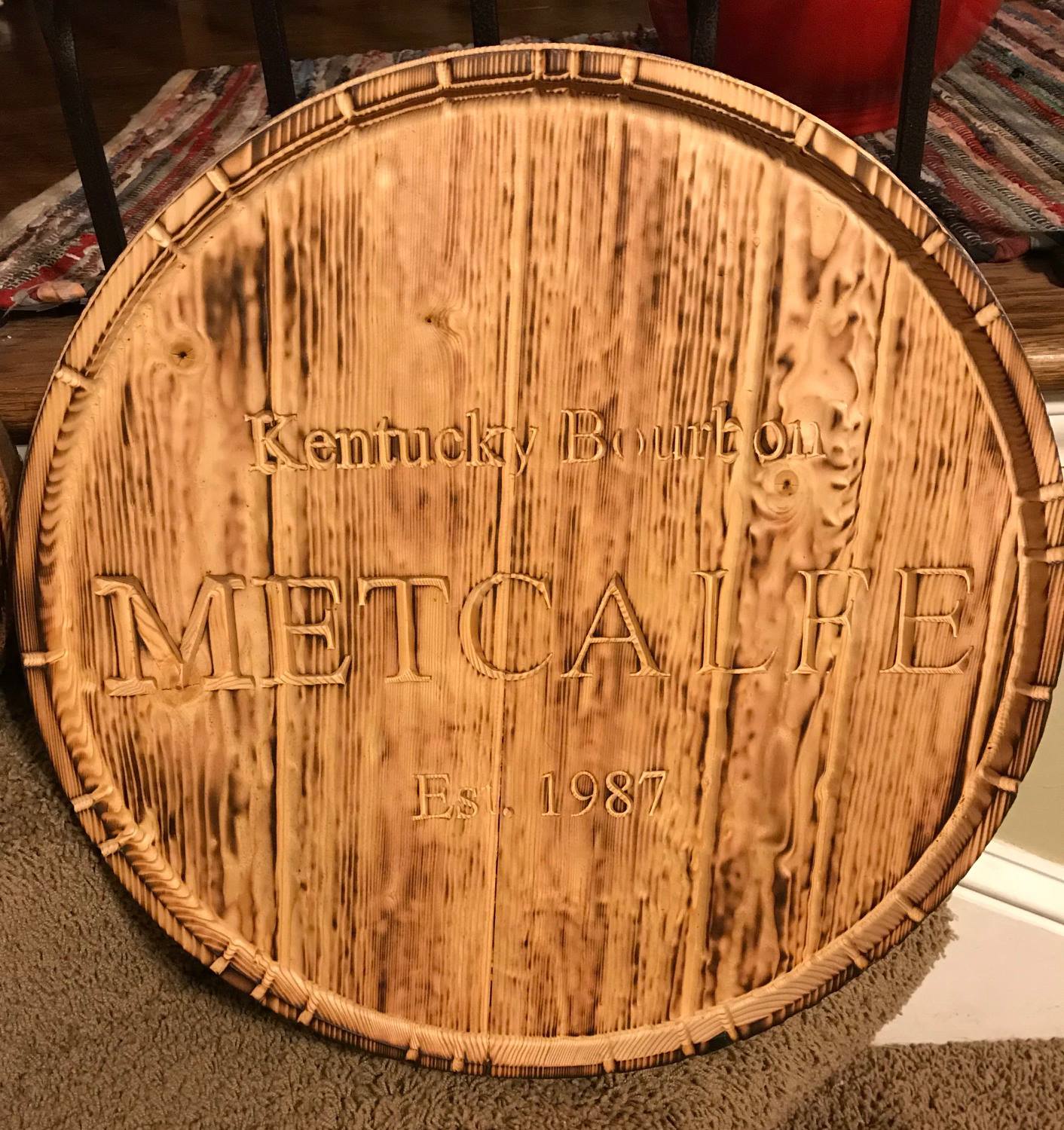 Barrelhead Sign - Name and Date - Perfect for the mancave, brewery, distillery or winery - Made in the USA