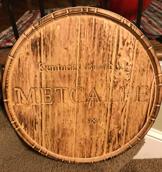 Barrelhead Sign - Name and Date - Perfect for the mancave, brewery, distillery or winery  - Made in the USA