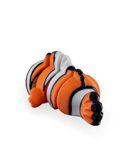 Cute Flexi Clownfish 3D Printed Keychain