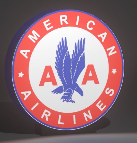 ✈️ Lighted American Airlines Vintage Style Sign – USB Powered – 9” Wide – Airline Collectible
