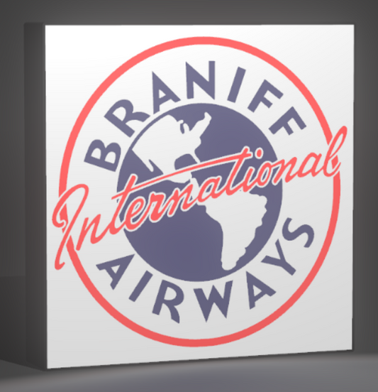 ✈️ Lighted Braniff International Airlines Sign – USB Powered – Vintage Style Aviation Collectible – 9” Wide