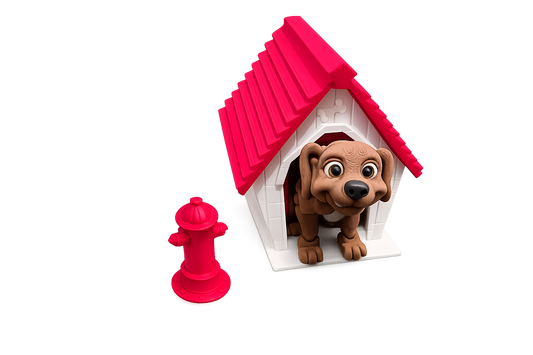 Custom Dog Figurine with Doghouse & Fire Hydrant – Multiple Breeds Available