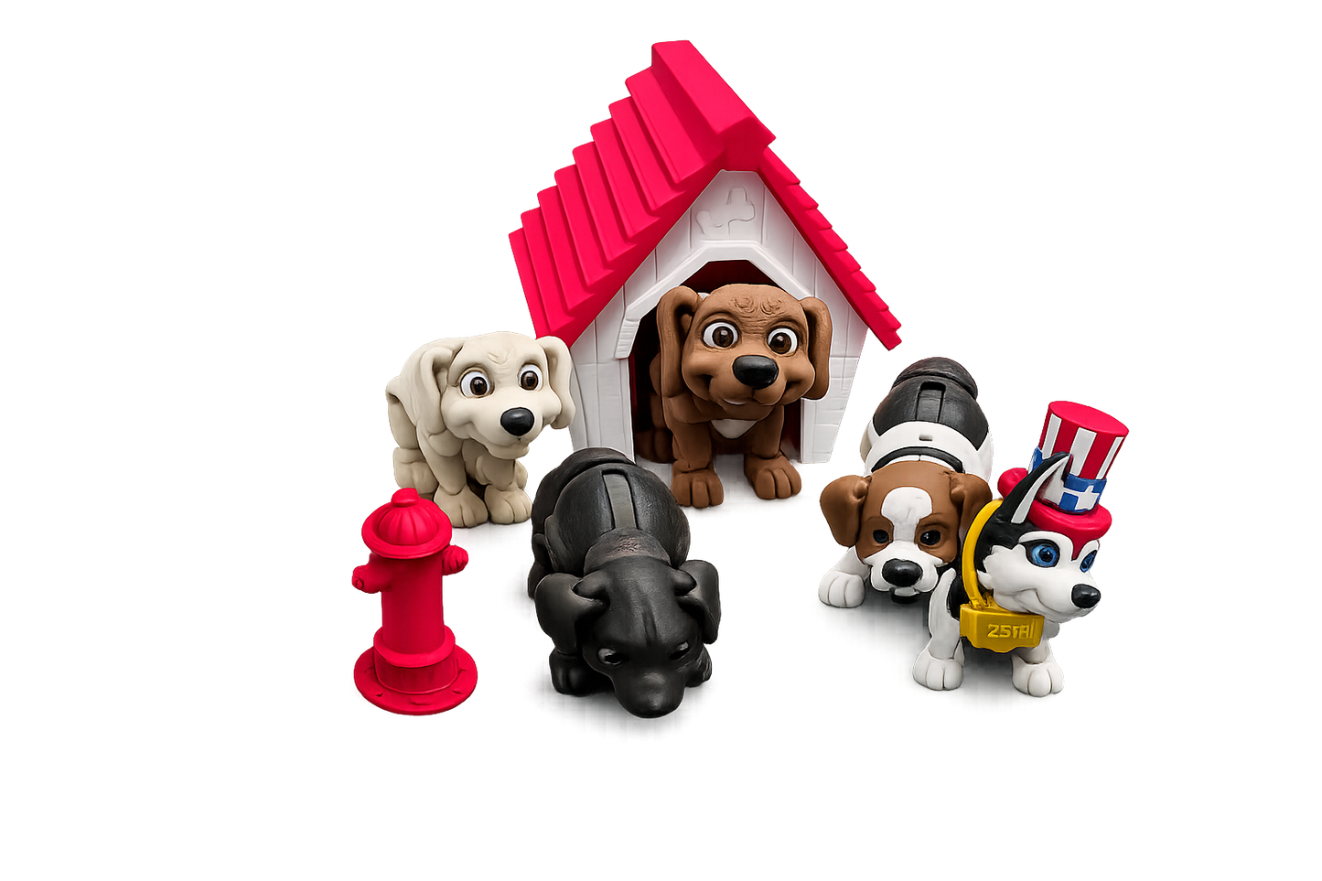 Custom Dog Figurine with Doghouse & Fire Hydrant – Multiple Breeds Available