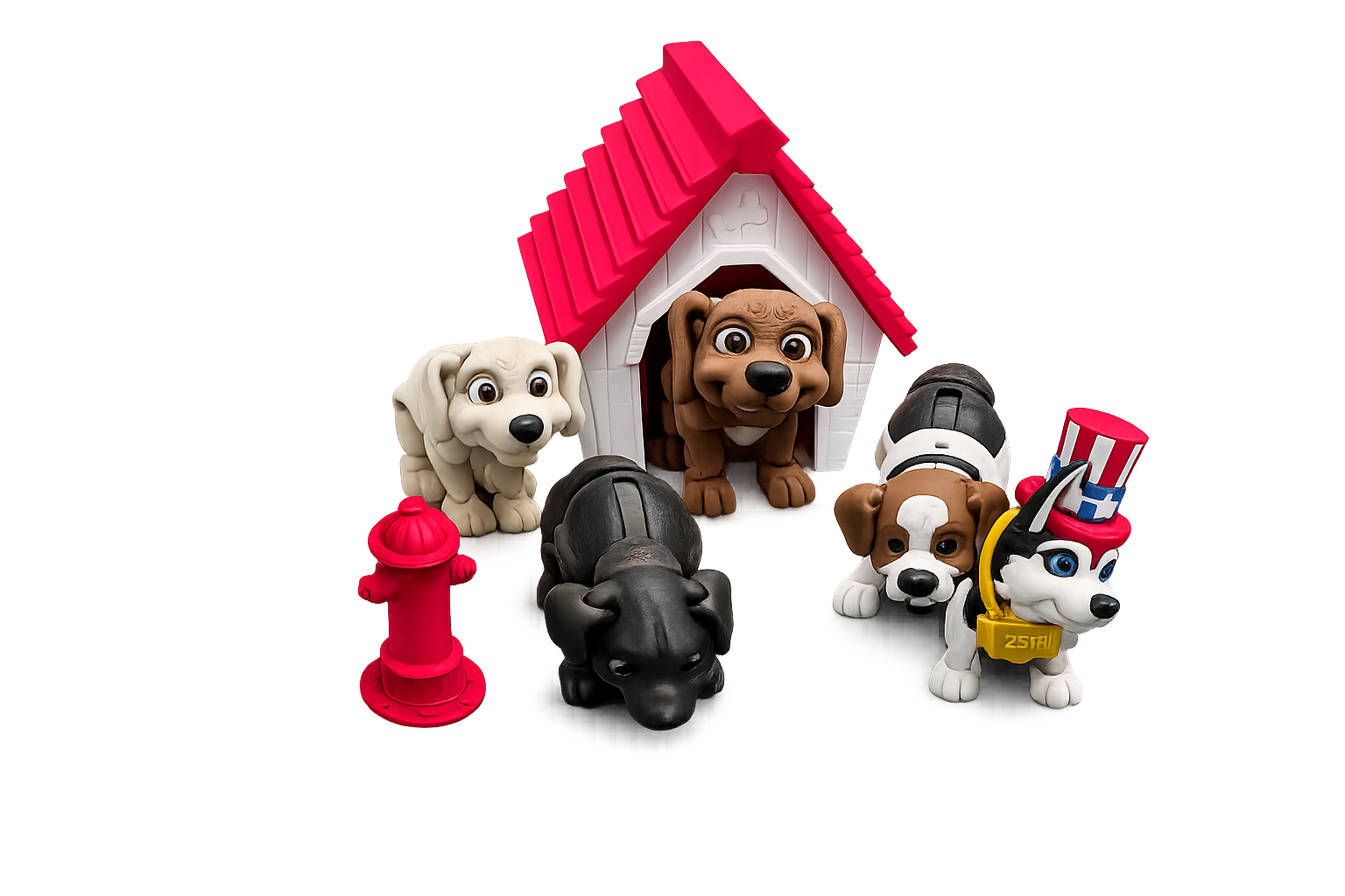 Custom Dog Figurine with Doghouse & Fire Hydrant – Multiple Breeds Available