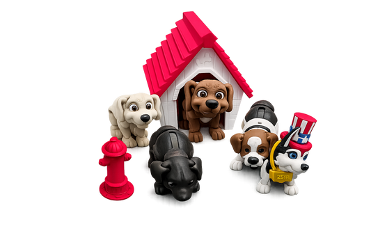 Custom Dog Figurine with Doghouse & Fire Hydrant – Multiple Breeds Available