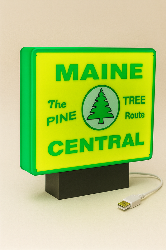Lighted Maine Central Railroad Sign – Approx. 9" Wide