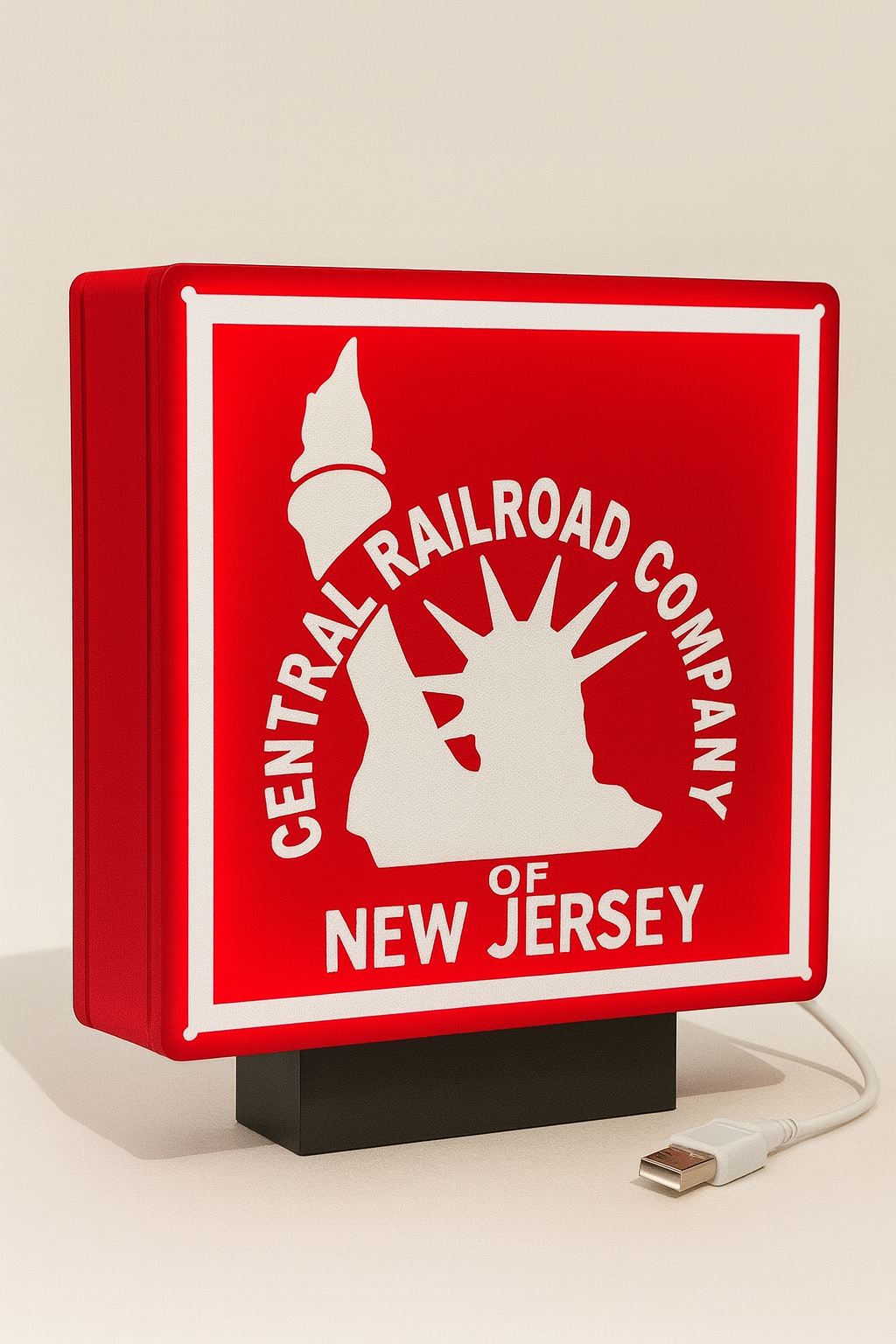 Lighted Central Railroad Company of New Jersey Sign – Approx. 9" Wide