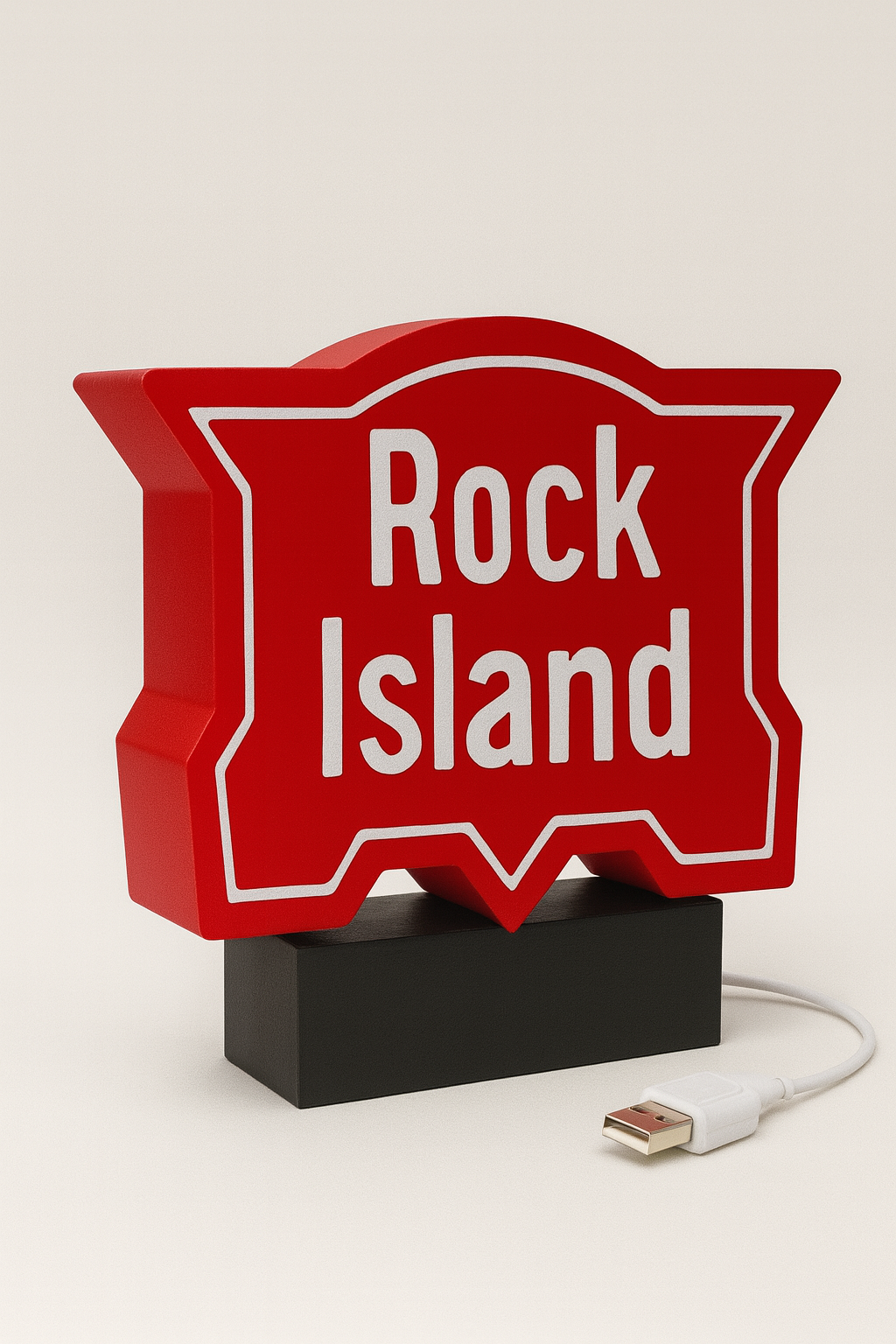 Lighted Rock Island Railroad Sign – Approx. 9" Wide