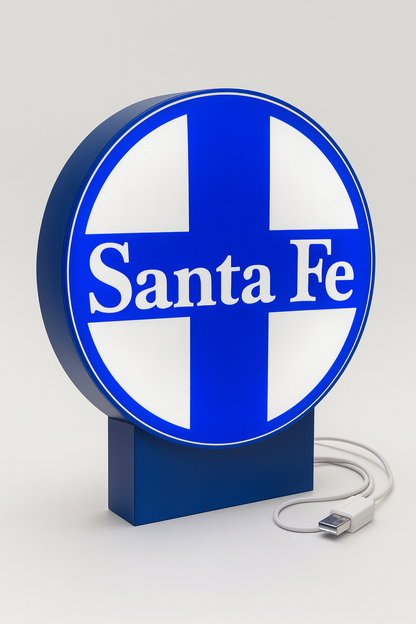Lighted Santa Fe Railroad Sign – Approx. 9" Wide