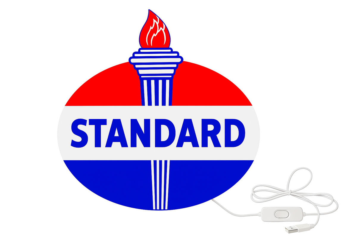 Lighted STANDARD OIL Sign – Approx. 9" Wide – Car, Oil, Gasoline