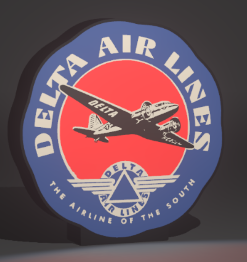 Vintage Delta Airlines Inspired LED Lighted Sign | USB Powered Airline Display Light | Retro Aviation Decor | 9"