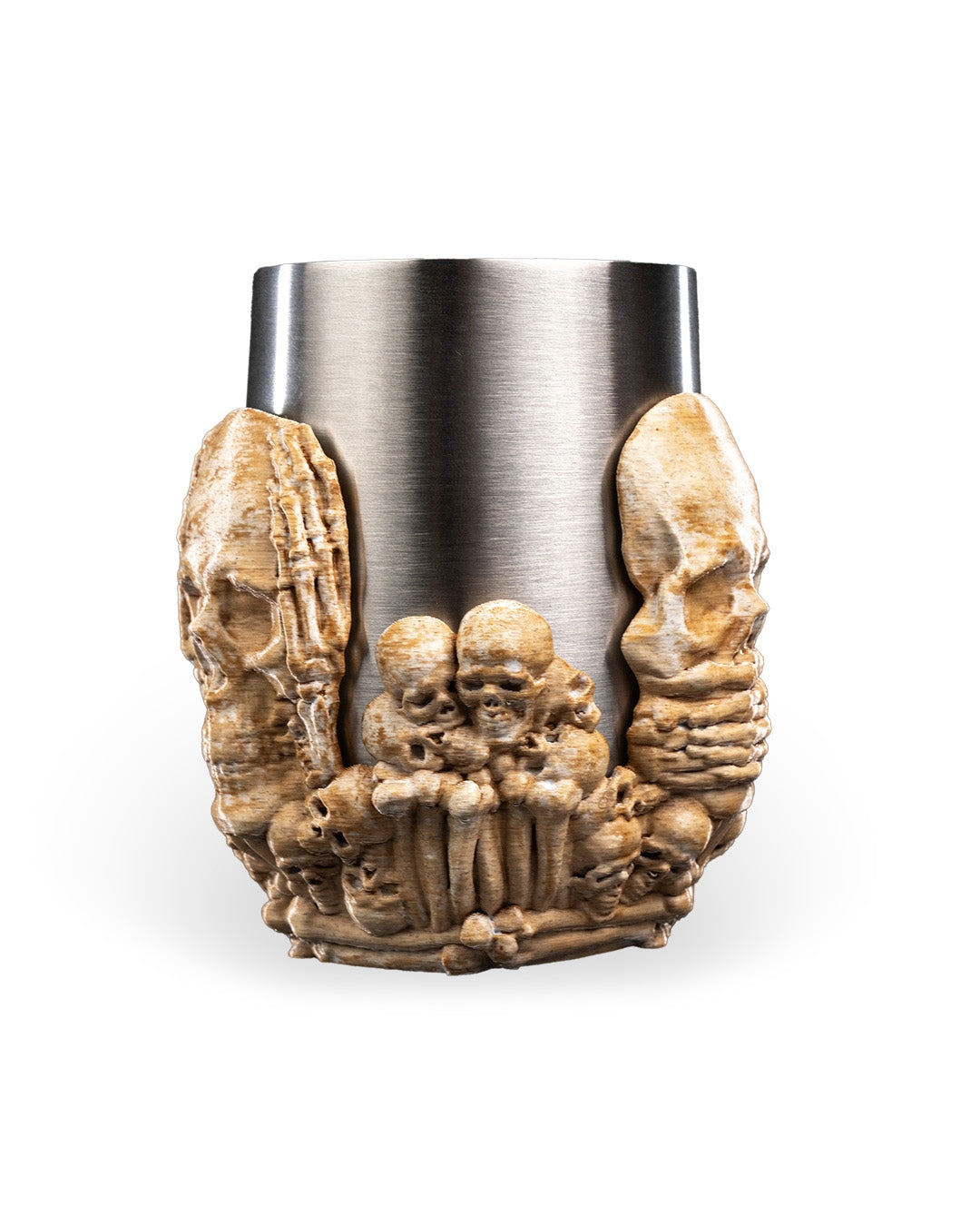 ☠️ Gothic Bone-Colored Cup – 12oz Stainless Steel Insert – See No Evil, Hear No Evil, Speak No Evil Skull Design – Keeps Drinks Cold! 🖤