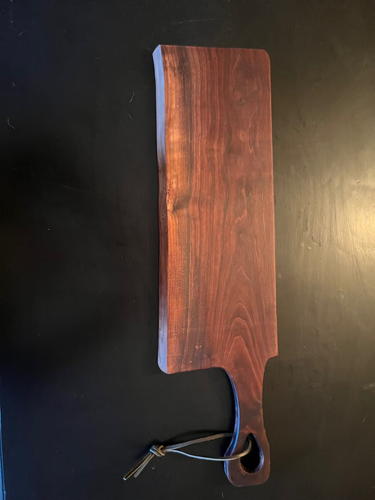 Walnut Charcuterie Board with Live Edge - Approximate Size 24" x 6"