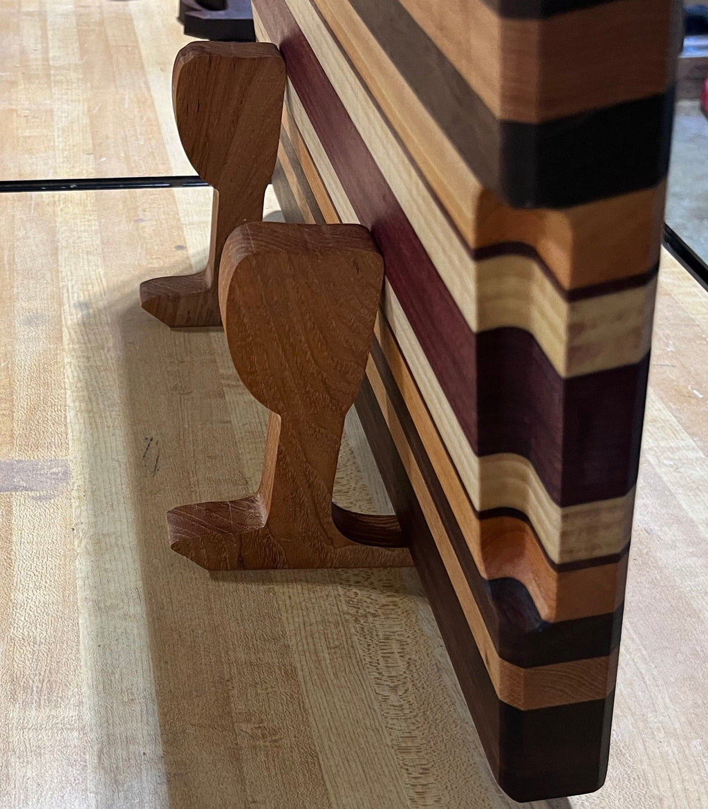 Beautiful Side Grain Cutting Board - Walnut, purple heart, maple and maple - great wedding gift or for the cook / chef that needs something special - Made in the USA