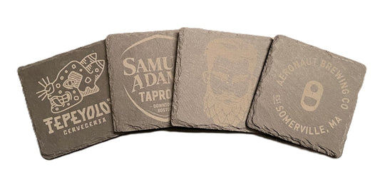 Set of four Slate Laser Etched Coasters w/ your logo