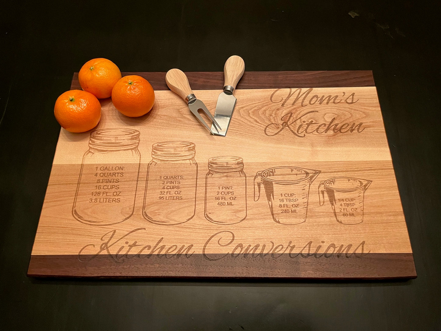 Kitchen Cutting Board for Mom w/ conversions - maple, walnut or maple/walnut combo