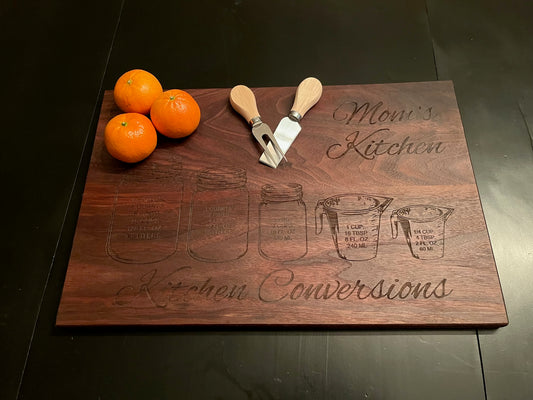 Kitchen Cutting Board for Mom w/ conversions - maple, walnut or maple/walnut combo