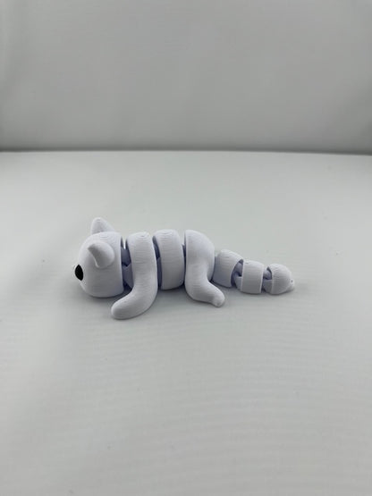 Flexible Articulated Cat - Tiny 3D Printed Fidget Toy - Various Sizes Available - Team Mascot - Use as a fund raiser for school - Collect them all - Stress relief - ADHD - Key Chain - Zipper Pull - Pal for your pocket - MADE IN THE USA