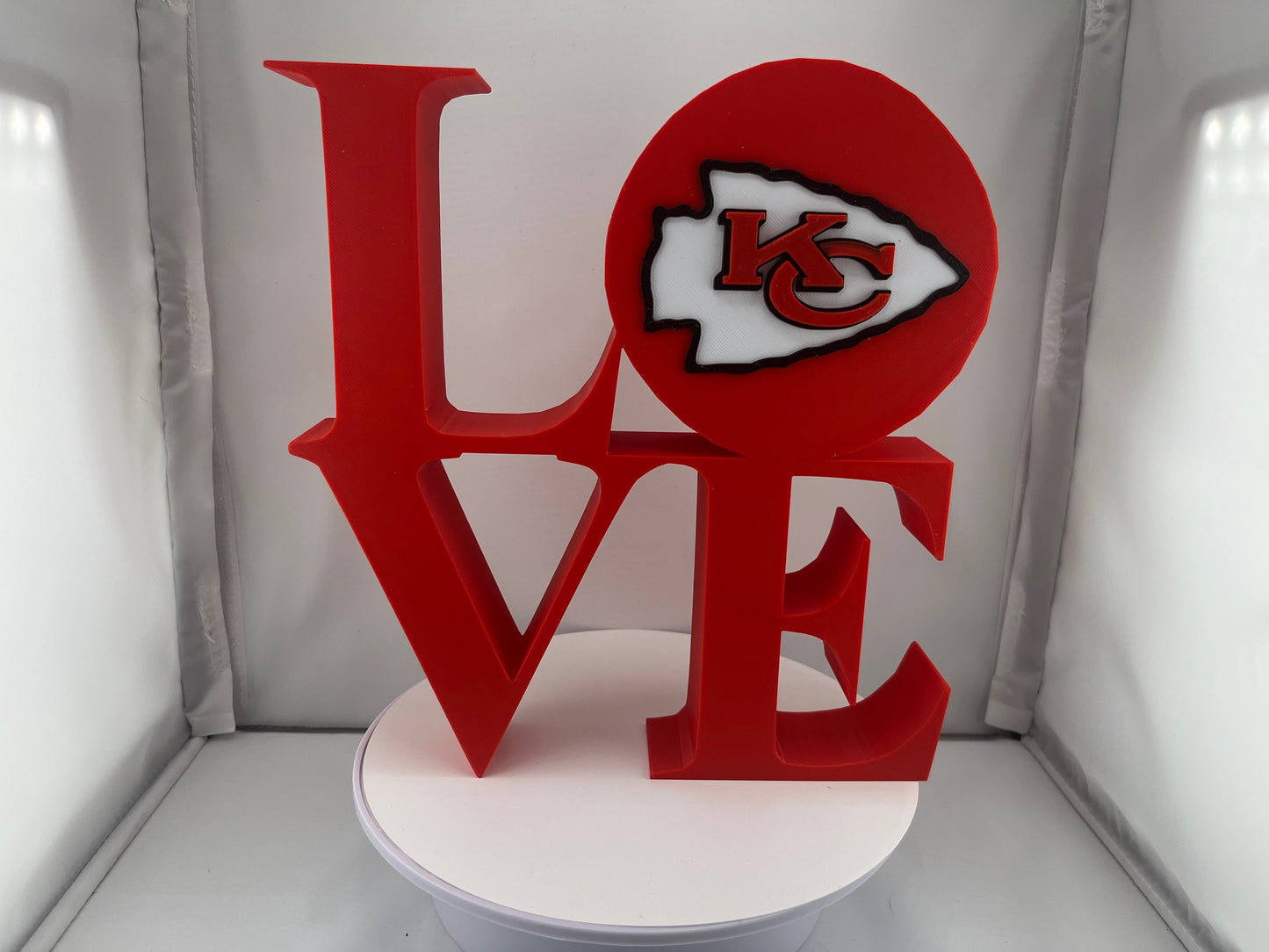 🏈❤️ Kansas City Chiefs "LOVE" Sign – Bold Red with Logo! ❤️🏈