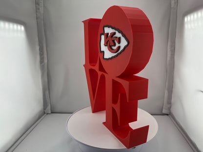 🏈❤️ Kansas City Chiefs "LOVE" Sign – Bold Red with Logo! ❤️🏈