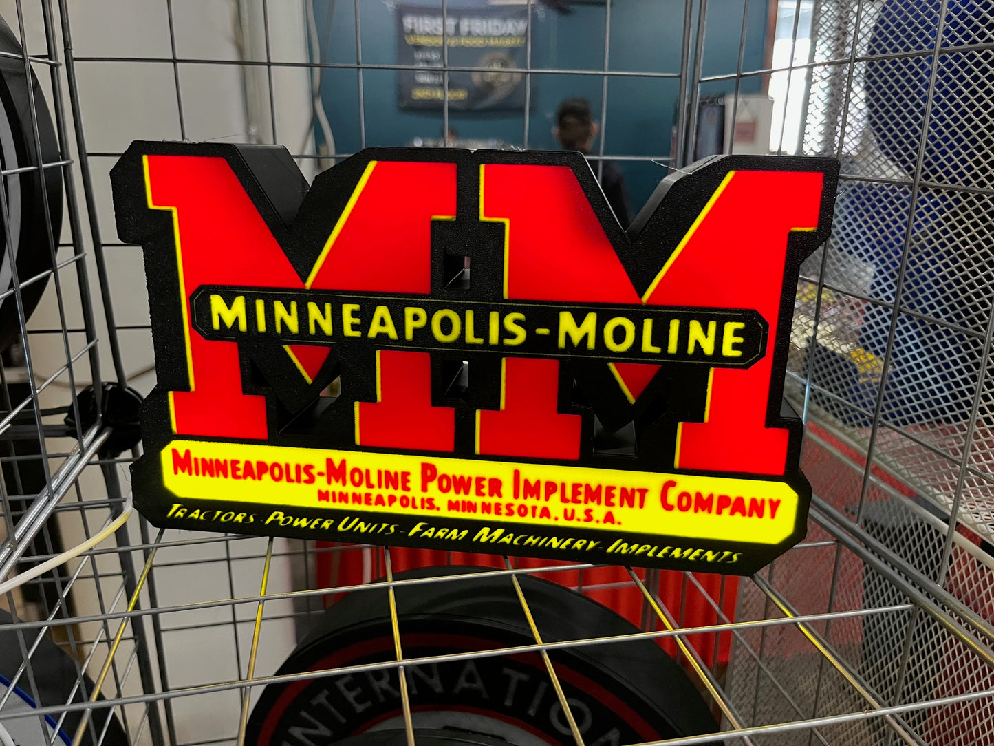 Lighted Minneapolis - Moline Tractor Sign – 9" Wide – Classic Farm Equipment Advertising - Color