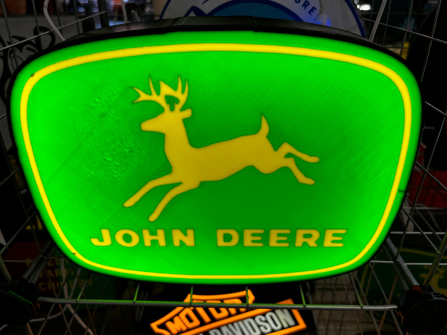 Lighted John Deere Tractor Sign – 9" Wide – Classic Farm Equipment Advertising - Color