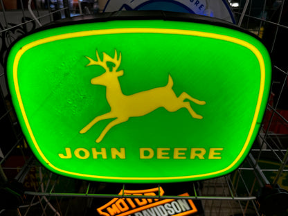 Lighted John Deere Tractor Sign – 9" Wide – Classic Farm Equipment Advertising - Color