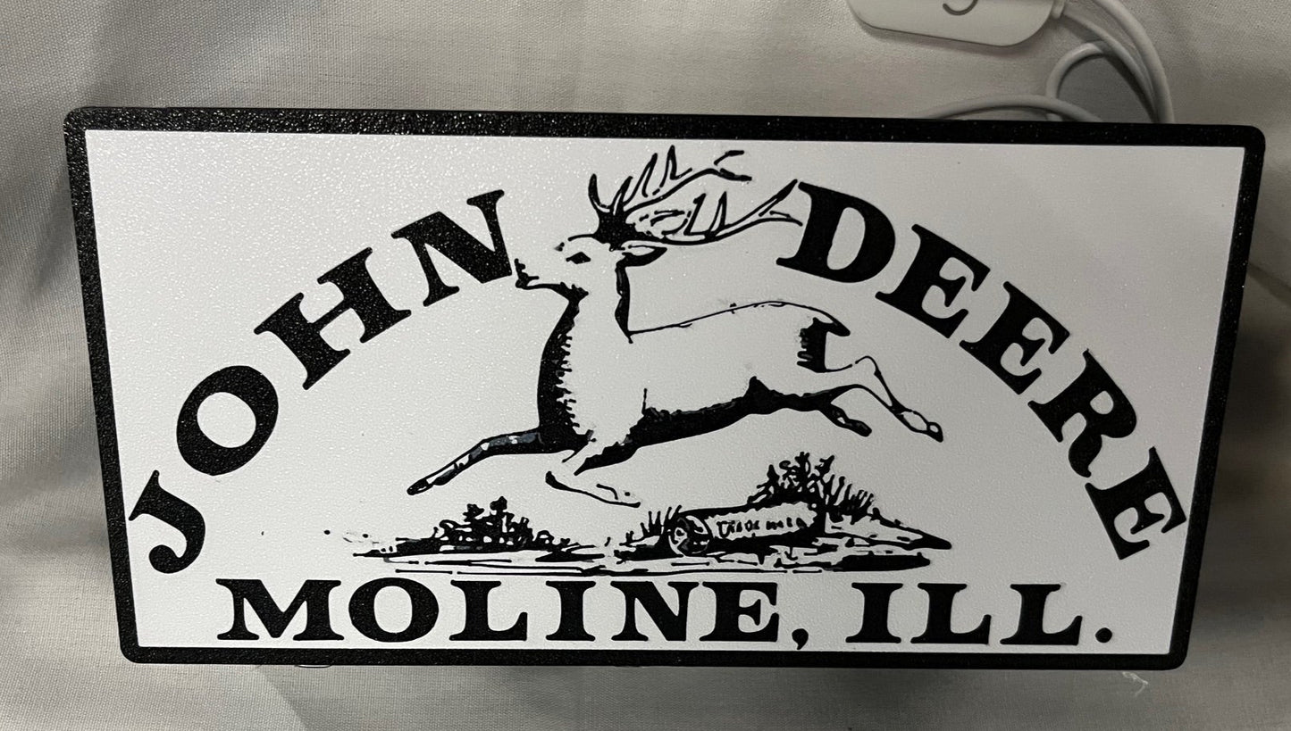 Lighted John Deere Tractor Sign – 9" Wide – Classic Farm Equipment Advertising
