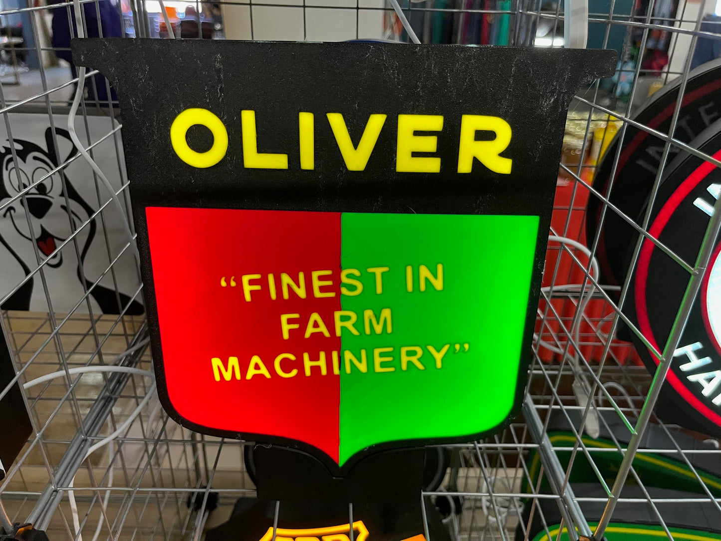 Lighted Oliver Tractor Sign – 9" Wide – Farm Equipment Advertising Collectible