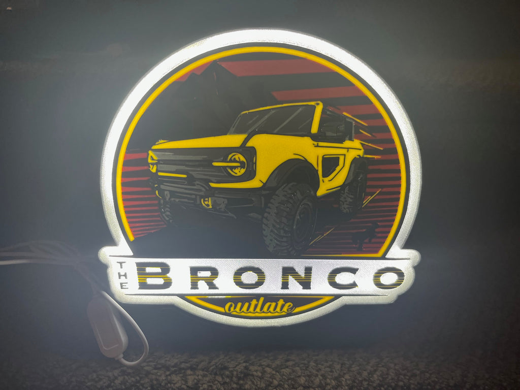 Lighted Ford Bronco Sign – 9" Wide - Advertising - Collectible-