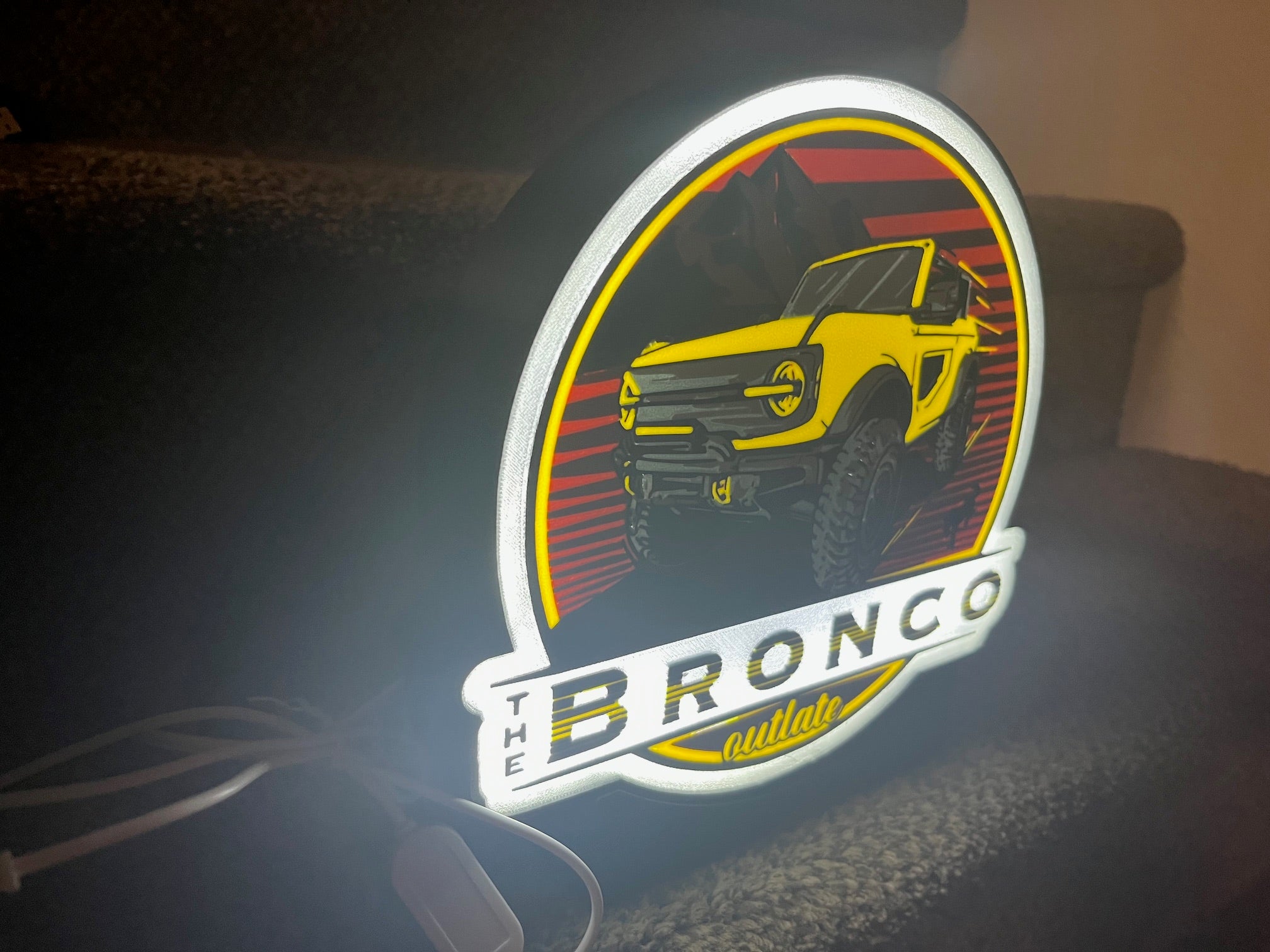 Lighted Ford Bronco Sign – 9" Wide - Advertising - Collectible-