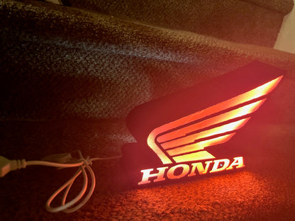 Lighted Honda Motorcycle Sign – 9" Wide - Advertising - Collectible