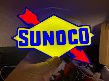Lighted SUNOCO Sign – Approx. 9" Wide – Car, Oil, Gasoline Advertising Collectible