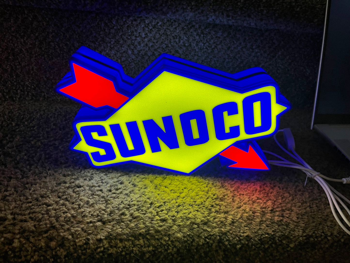 Lighted SUNOCO Sign – Approx. 9" Wide – Car, Oil, Gasoline Advertising Collectible