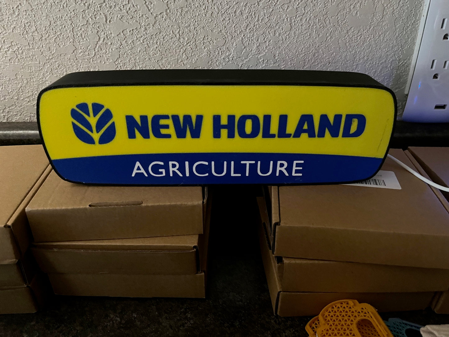 Lighted New Holland Agriculture Sign – 9" Wide – Farm Equipment Advertising