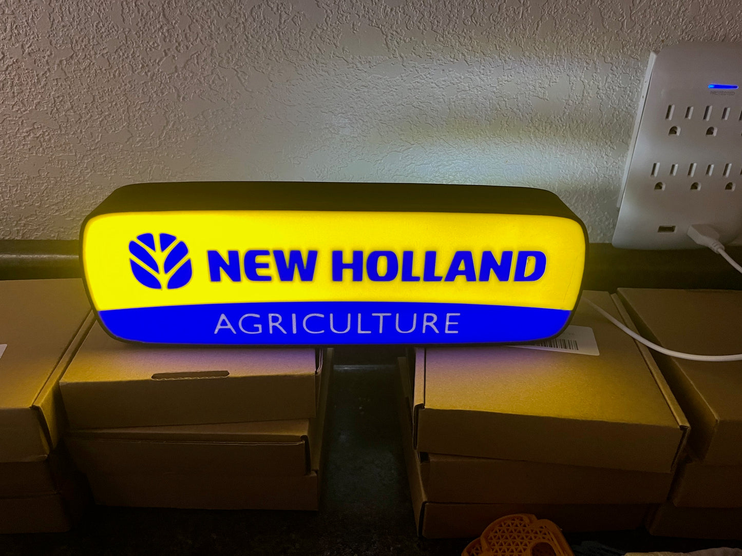 Lighted New Holland Agriculture Sign – 9" Wide – Farm Equipment Advertising